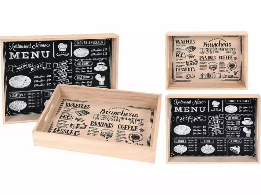 Aktion ❤️ 2tlg. Set Tablett "Bistro" in schwarz 🎁 1 Aktion ❤️ 2tlg. Set Tablett "Bistro" in schwarz 🎁