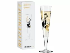 Auslauf 🥰 Ritzenhoff Champagnerglas Illustration, Schrift "Goldnacht" in mehrfarbig ✔️