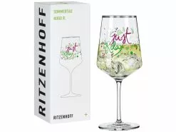 Aktion 🎁 Aperitifglas Schrift, Blätter "Sommertau" in mehrfarbig 🤩