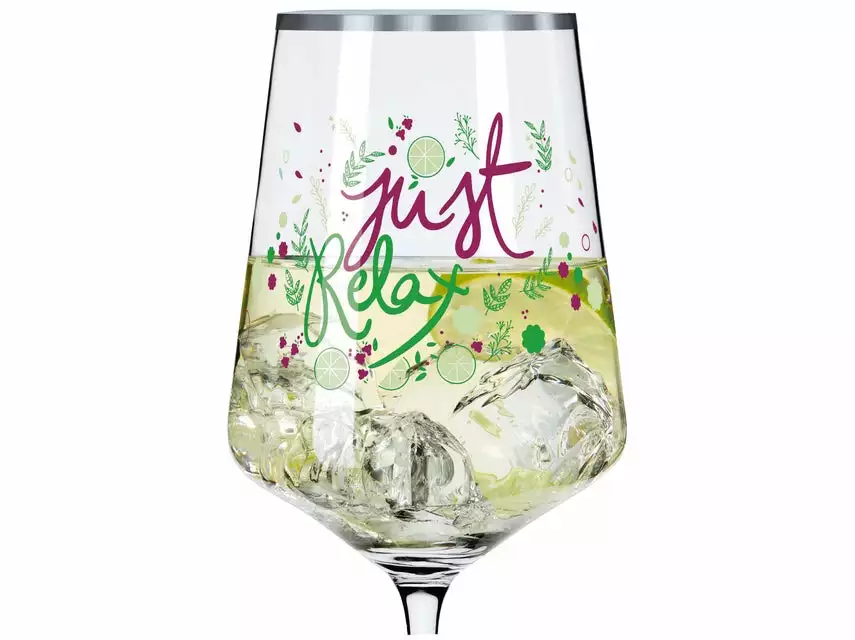 Aktion 🎁 Aperitifglas Schrift, Blätter "Sommertau" in mehrfarbig 🤩 2 Aktion 🎁 Aperitifglas Schrift, Blätter "Sommertau" in mehrfarbig 🤩 – Bild 2