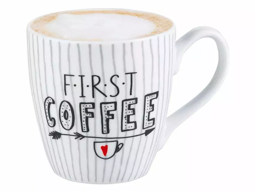 Budget 🔥 Casa Nova Henkelbecher "First coffee" in mehrfarbig ❤️ 1 Budget 🔥 Casa Nova Henkelbecher "First coffee" in mehrfarbig ❤️