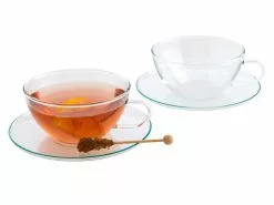 Großhandel 😉 Bohemia Cristal Teetasse mit Untertasse "Marie " 2 teilig in transparent ⭐