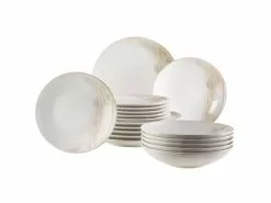 Auslauf 🥰 Tellerset Ossia wooden light - 18 teilig in beige ✨