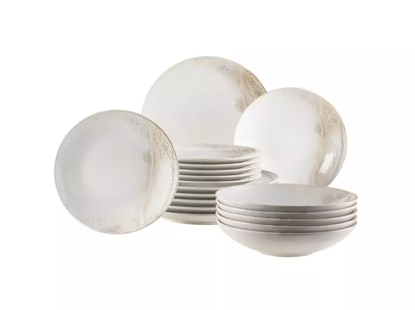 Auslauf 🥰 Tellerset Ossia wooden light - 18 teilig in beige ✨ 1 Auslauf 🥰 Tellerset Ossia wooden light - 18 teilig in beige ✨