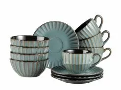 Coupon 💯 Frühstückset Confino petrol/braun - 12 teilig in blau 👍