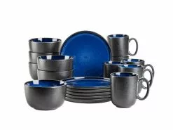 Rabatt 🧨 Frühstückset Niara schwarz/blau - 18 teilig 😉