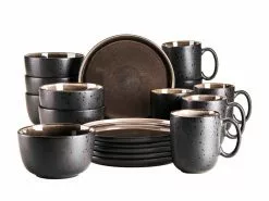 Bestes Angebot 😍 Frühstückset Niara schwarz/grau - 18 teilig in braun 🥰