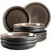 Bester Verkauf ✨ Tafelservice Niara schwarz/grau - 12 teilig in braun 🎉