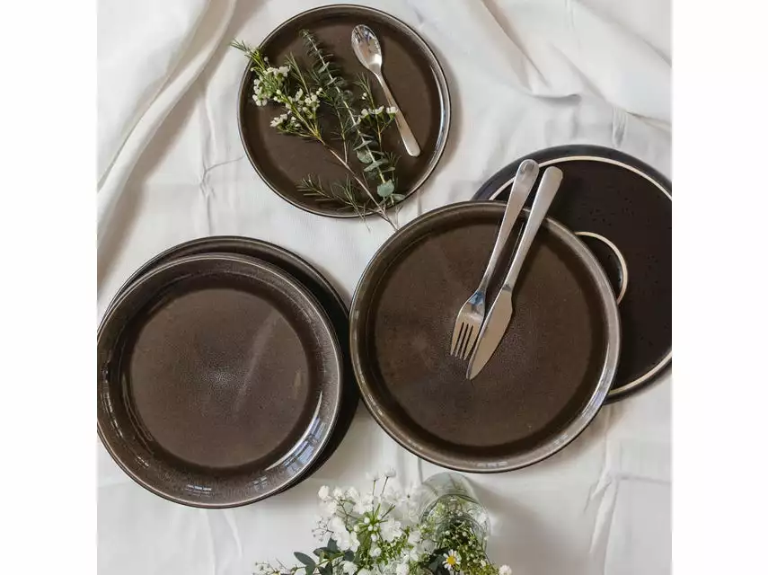 Bester Verkauf ✨ Tafelservice Niara schwarz/grau - 12 teilig in braun 🎉 3 Bester Verkauf ✨ Tafelservice Niara schwarz/grau - 12 teilig in braun 🎉 – Bild 3