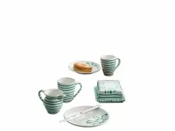 Bestpreis 🎉 Gmundner Keramik Kombiservice Pur Grüngeflammt 7-teilig ⌛